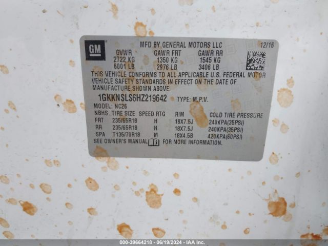 1GKKNSLS6HZ219642 GMC Acadia Sle-2