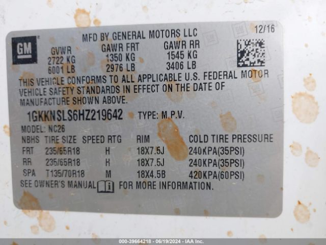 1GKKNSLS6HZ219642 GMC Acadia Sle-2