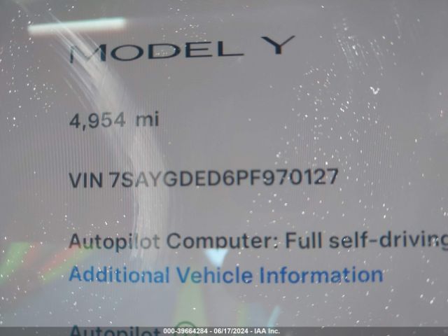 7SAYGDED6PF970127 Tesla Model Y Rwd