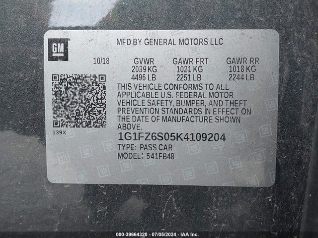 Chevrolet Bolt Ev Premier 2019 1G1FZ6S05K4109204 Image 9