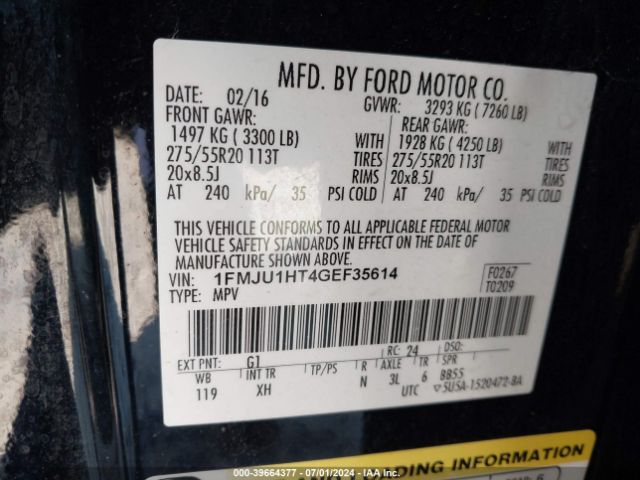 1FMJU1HT4GEF35614 Ford Expedition Xlt
