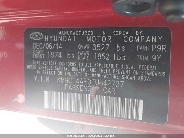 Hyundai ACCENT GLS 2015 KMHCT4AE0FU842727 Image 9