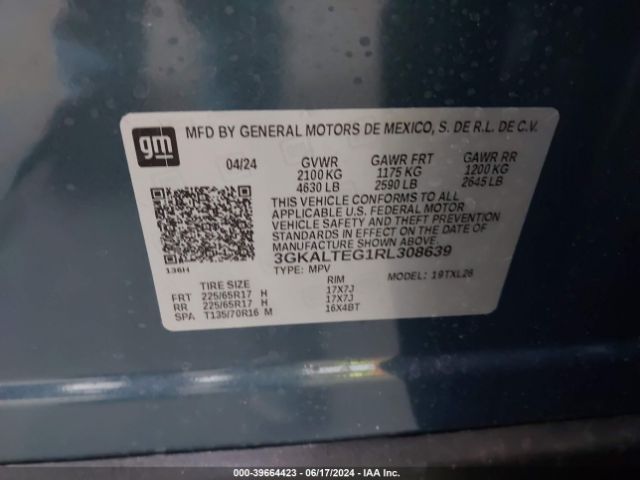 3GKALTEG1RL308639 GMC Terrain Awd Sle
