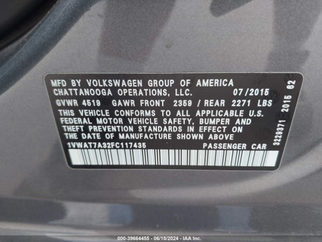 1VWAT7A32FC117435 Volkswagen Passat 1.8t Limited Edition