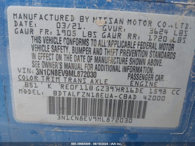 Nissan Versa Sv Xtronic Cvt 2021 3N1CN8EV9ML872030 Image 9