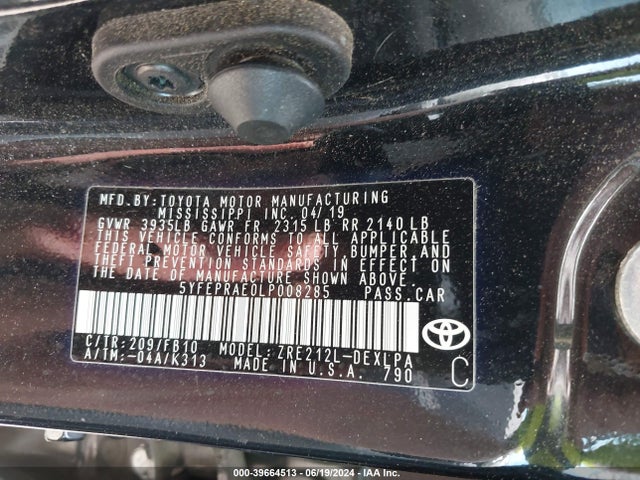 Toyota COROLLA LE 2020 5YFEPRAE0LP008285 Image 9
