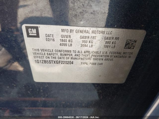 1G1ZB5STXGF220204 Chevrolet MALIBU LS