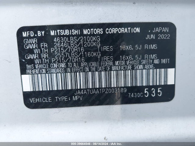 Mitsubishi Eclipse Cross Es S-awc 2023 JA4ATUAA1PZ003189 Image 9