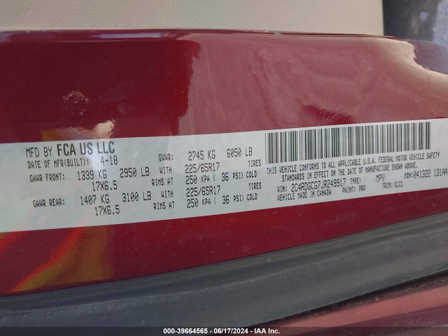 Dodge Grand Caravan Sxt 2018 2C4RDGCG7JR249917 Image 9