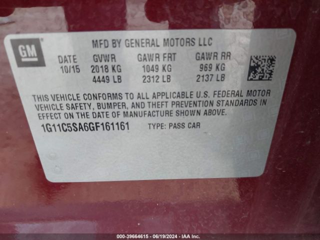 1G11C5SA6GF161161 Chevrolet Malibu Limited Lt
