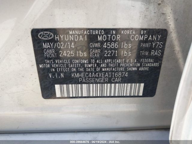 KMHEC4A4XEA116874 Hyundai SONATA HYBRID