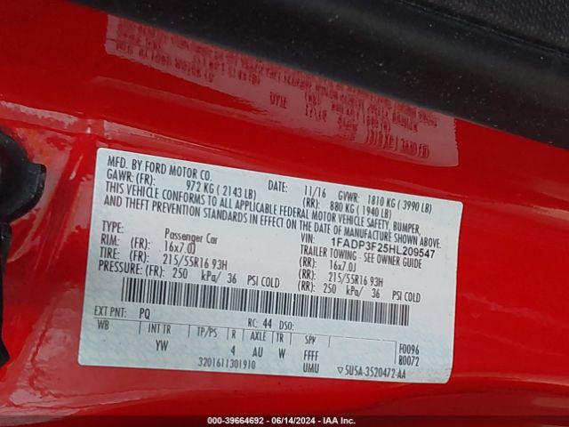 1FADP3F25HL209547 Ford FOCUS SE