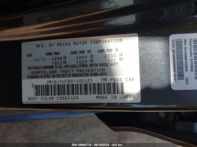 JM1GJ1U58G1402425 Mazda Mazda6 I Sport