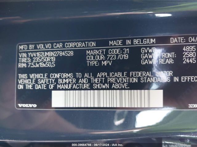 YV4162UM8N2784528 Volvo Xc40 T5 R-design