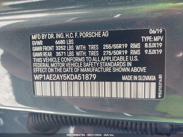 2019 PORSCHE CAYENNE E-HYBRID WP1AE2AY5KDA51879 Photo 8