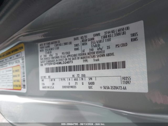 1FTER1EH6MLD24073 Ford RANGER XL