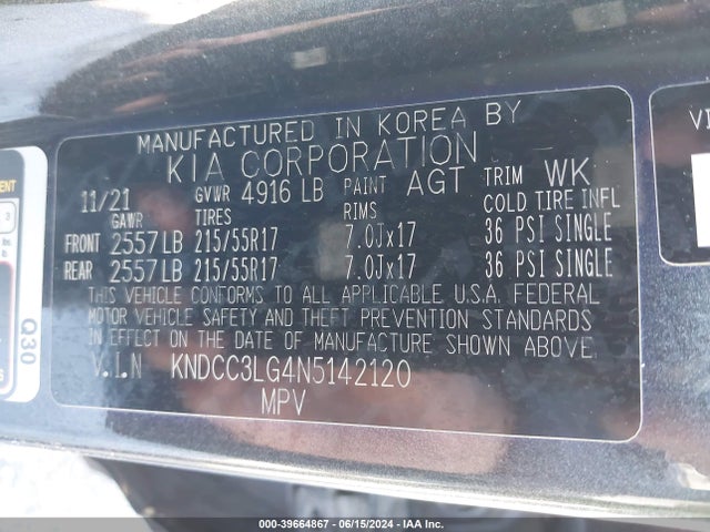KNDCC3LG4N5142120 KIA Niro Ev Ex