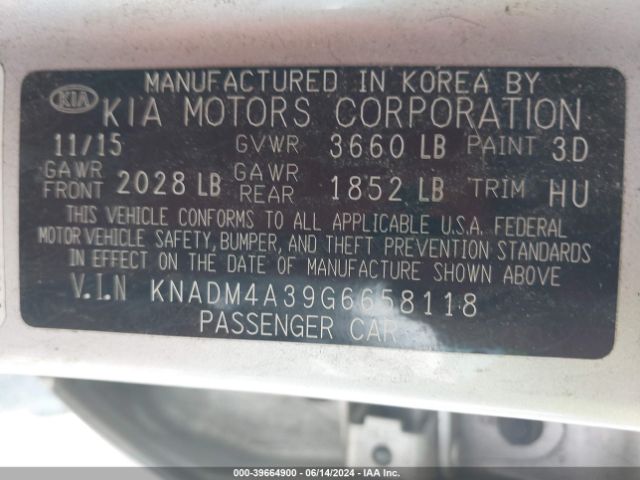 KNADM4A39G6658118 KIA RIO LX