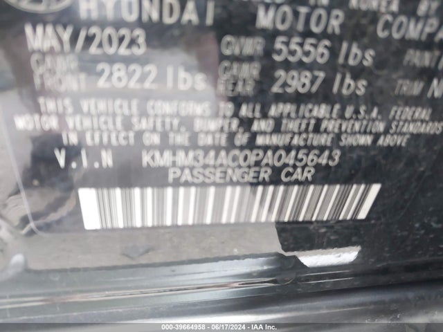 KMHM34AC0PA045643 Hyundai Ioniq 6 Sel