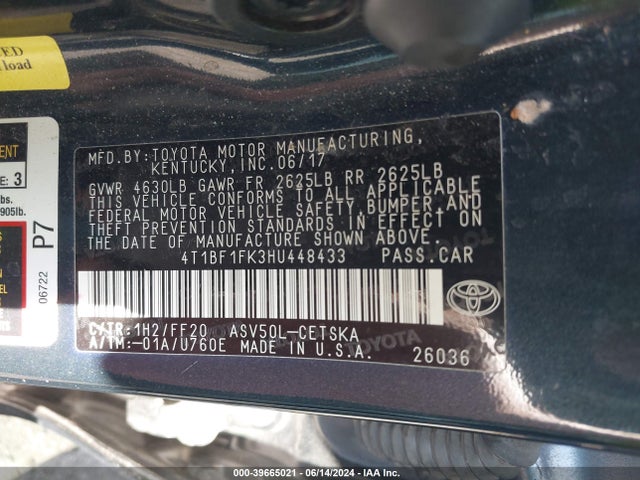 Toyota CAMRY SE 2017 4T1BF1FK3HU448433 Image 12