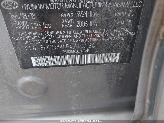 Hyundai ELANTRA SEL 2018 5NPD84LF4JH313168 Image 9