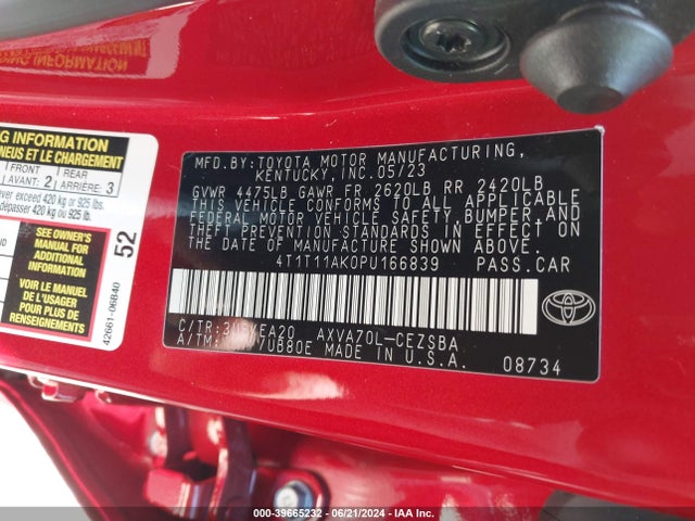 Toyota CAMRY SE 2023 4T1T11AK0PU166839 Image 9