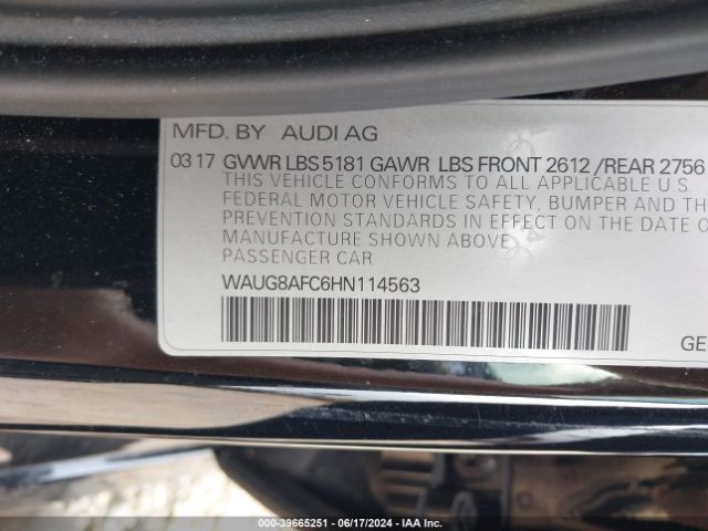 WAUG8AFC6HN114563 Audi A6 2.0t Premium