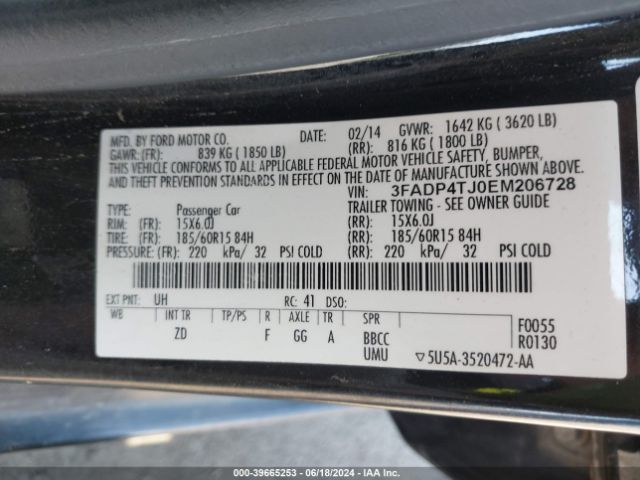 3FADP4TJ0EM206728 Ford FIESTA S
