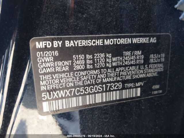 5UXWX7C53G0S17329 BMW X3 Xdrive35i