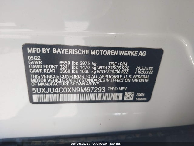 5UXJU4C0XN9M67293 BMW X5 M50i