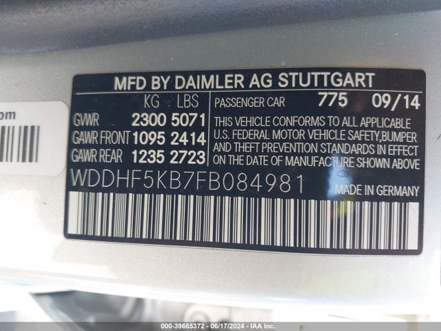 Mercedes-Benz E 350 2015 WDDHF5KB7FB084981 Image 9