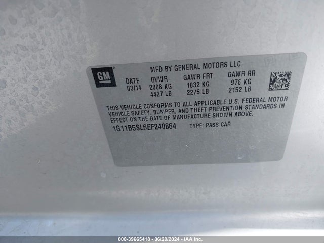 Chevrolet Malibu 1ls 2014 1G11B5SL6EF240864 Image 9