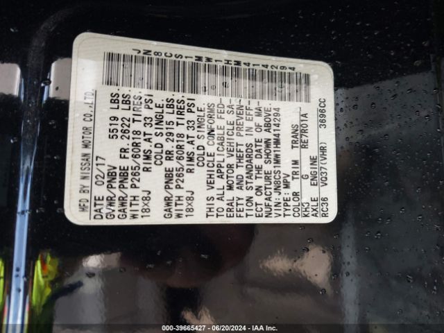 JN8CS1MW1HM414294 Infiniti QX70