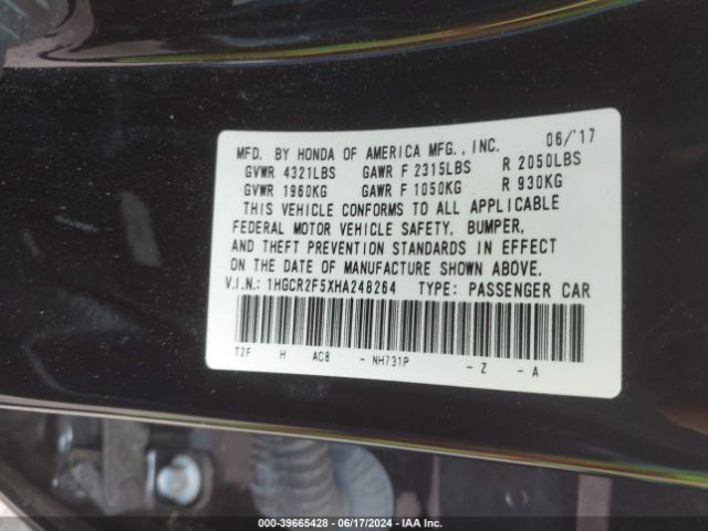 1HGCR2F5XHA248264 Honda Accord Sport