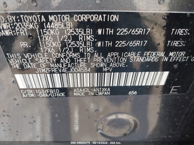 Toyota RAV4 LE 2014 JTMZFREV4EJ004584 Image 9