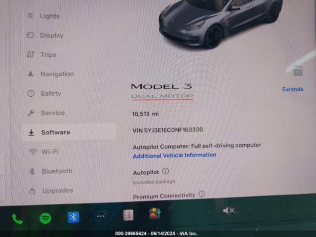 5YJ3E1EC0NF163330 Tesla Model 3 Performance Dual Motor All-wheel Drive