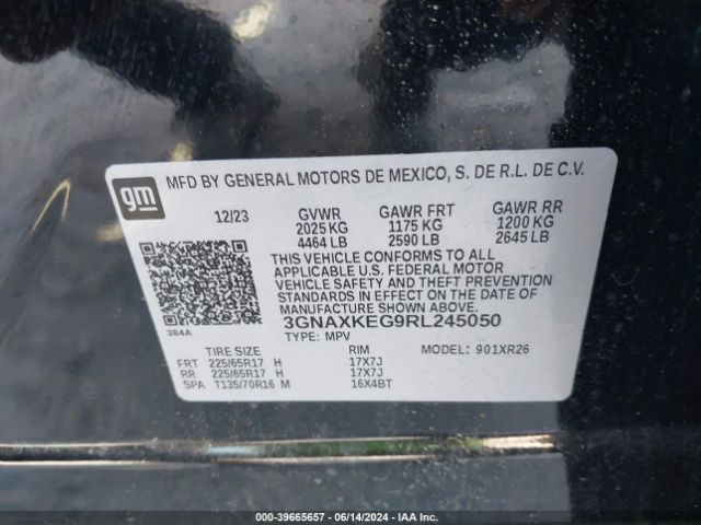 3GNAXKEG9RL245050 Chevrolet Equinox Fwd Lt