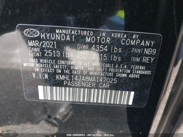 KMHL14JA8MA147025 Hyundai SONATA SEL