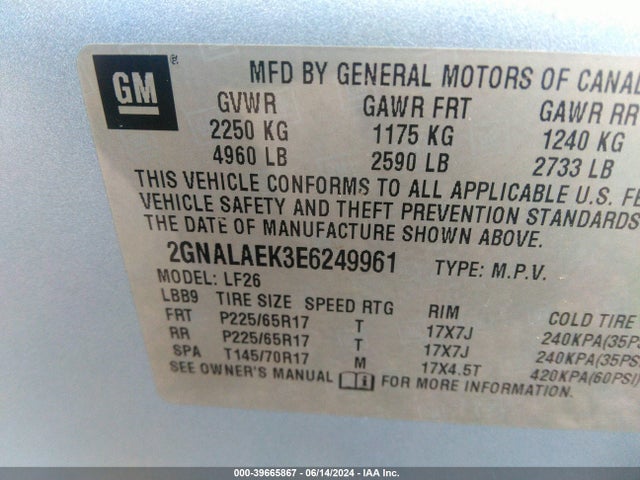 Chevrolet EQUINOX LS 2014 2GNALAEK3E6249961 Image 9