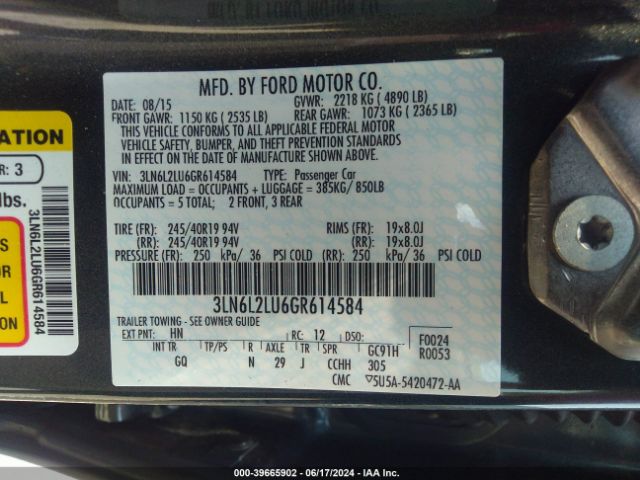3LN6L2LU6GR614584 Lincoln MKZ HYBRID