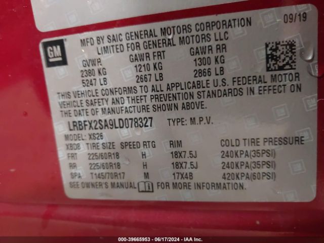 LRBFX2SA9LD078327 Buick Envision Awd Essence