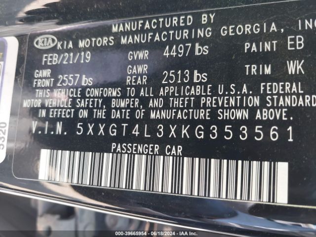 5XXGT4L3XKG353561 KIA Optima S