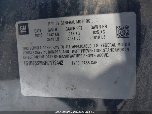 Chevrolet Cruze Lt Auto 2017 1G1BE5SM8H7172442 Image 9