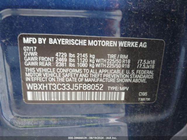 WBXHT3C33J5F88052 BMW X1 Xdrive28i