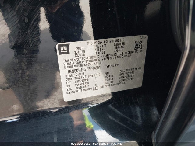 Chevrolet Suburban 1500 Ls 2015 1GNSCHEC7FR644351 Image 9