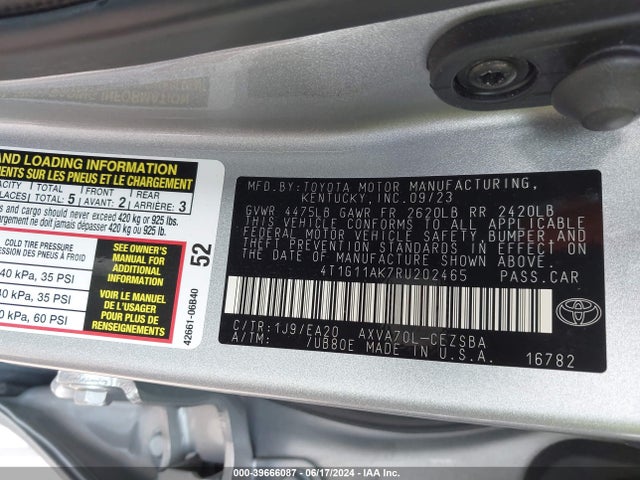 Toyota CAMRY SE 2024 4T1G11AK7RU202465 Image 9