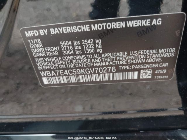 WBA7E4C59KGV70276 BMW 740i Xdrive