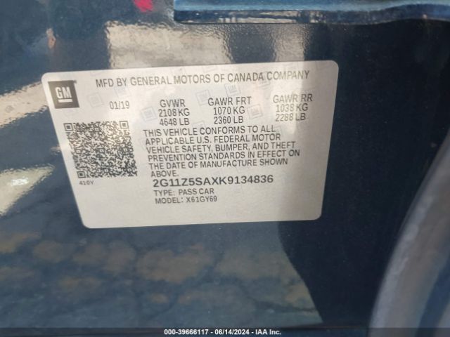 2G11Z5SAXK9134836 Chevrolet IMPALA LT