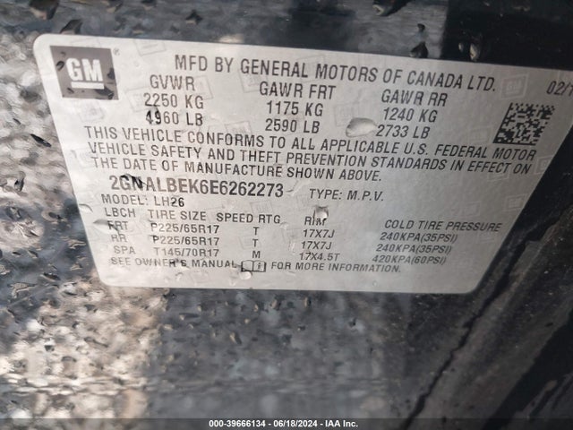 Chevrolet EQUINOX 1LT 2014 2GNALBEK6E6262273 Image 9
