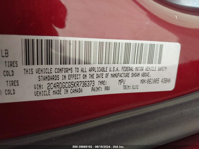 Dodge Grand Caravan Sxt 2019 2C4RDGCG5KR736373 Image 9